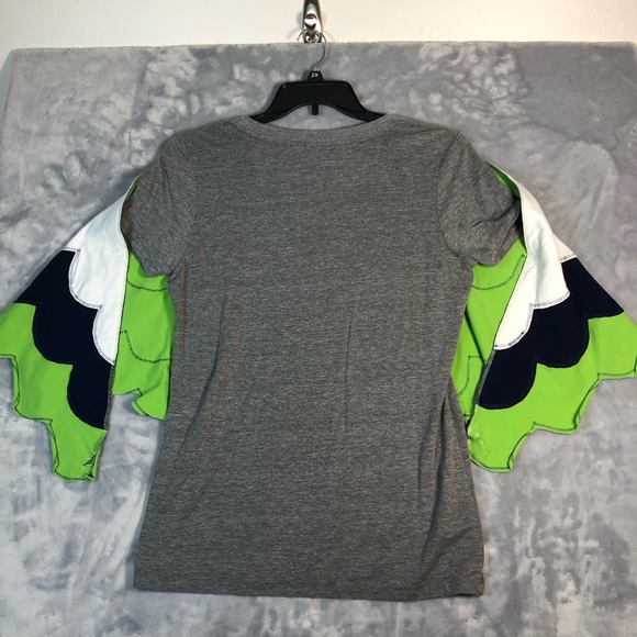 Next Level Seahawks Winged Short Sleeve T-shirt Grey/Lime Green/Black Size XL - Picture 5 of 7